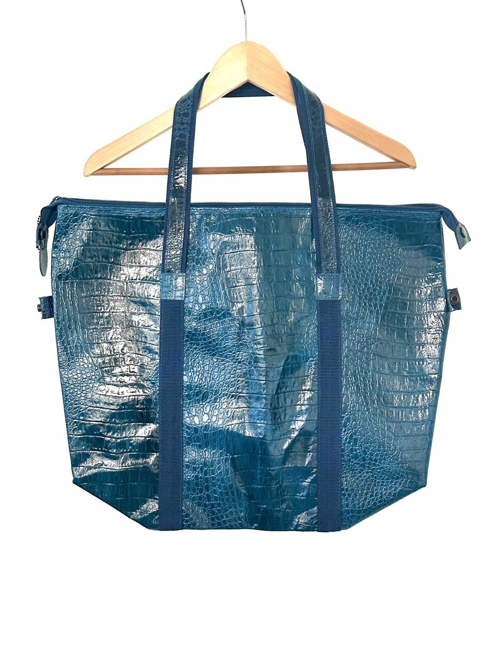 Pierre Cardin Teal Croc-Embossed Leather Tote Bag NEW